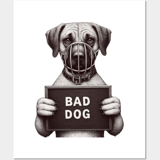 Muzzled Bad Dog Jail Mugshot Wall Art by Shawn's Domain